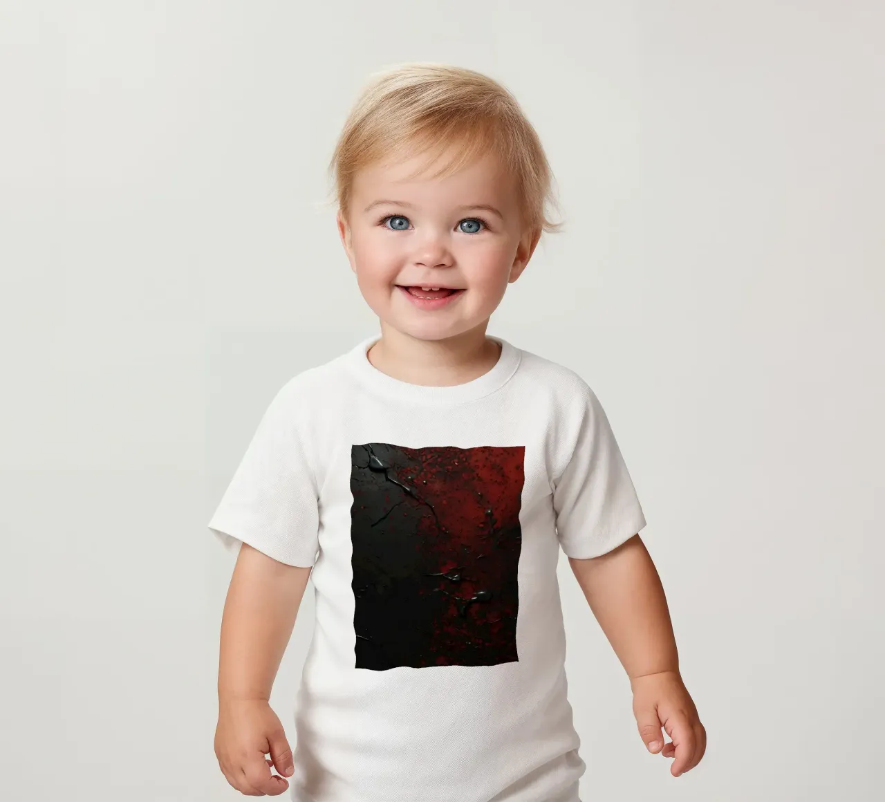 Texture astratta con spruzzi di vernice nera e rossa su un maglietta neonato da DesignDoodle