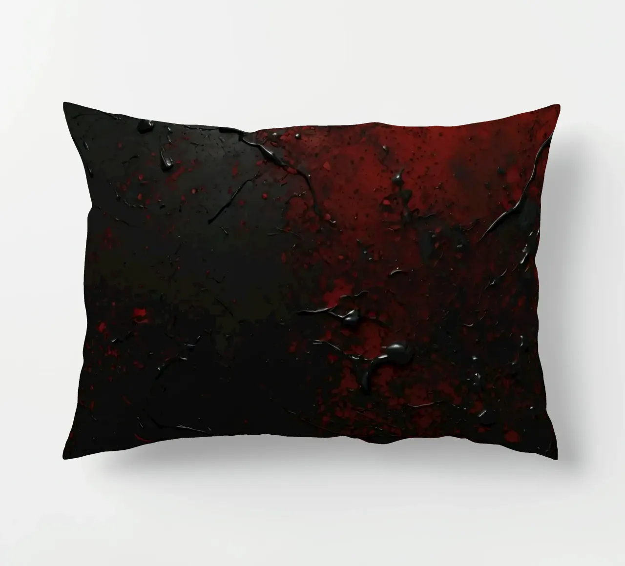 Texture astratta con spruzzi di vernice nera e rossa su un cuscino da DesignDoodle