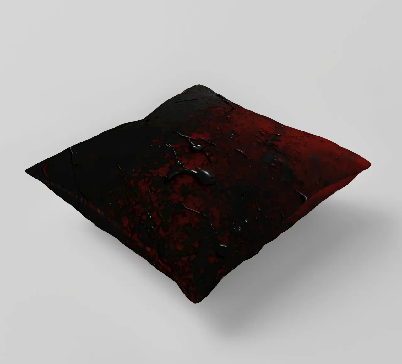 Texture astratta con spruzzi di vernice nera e rossa su un cuscino da DesignDoodle