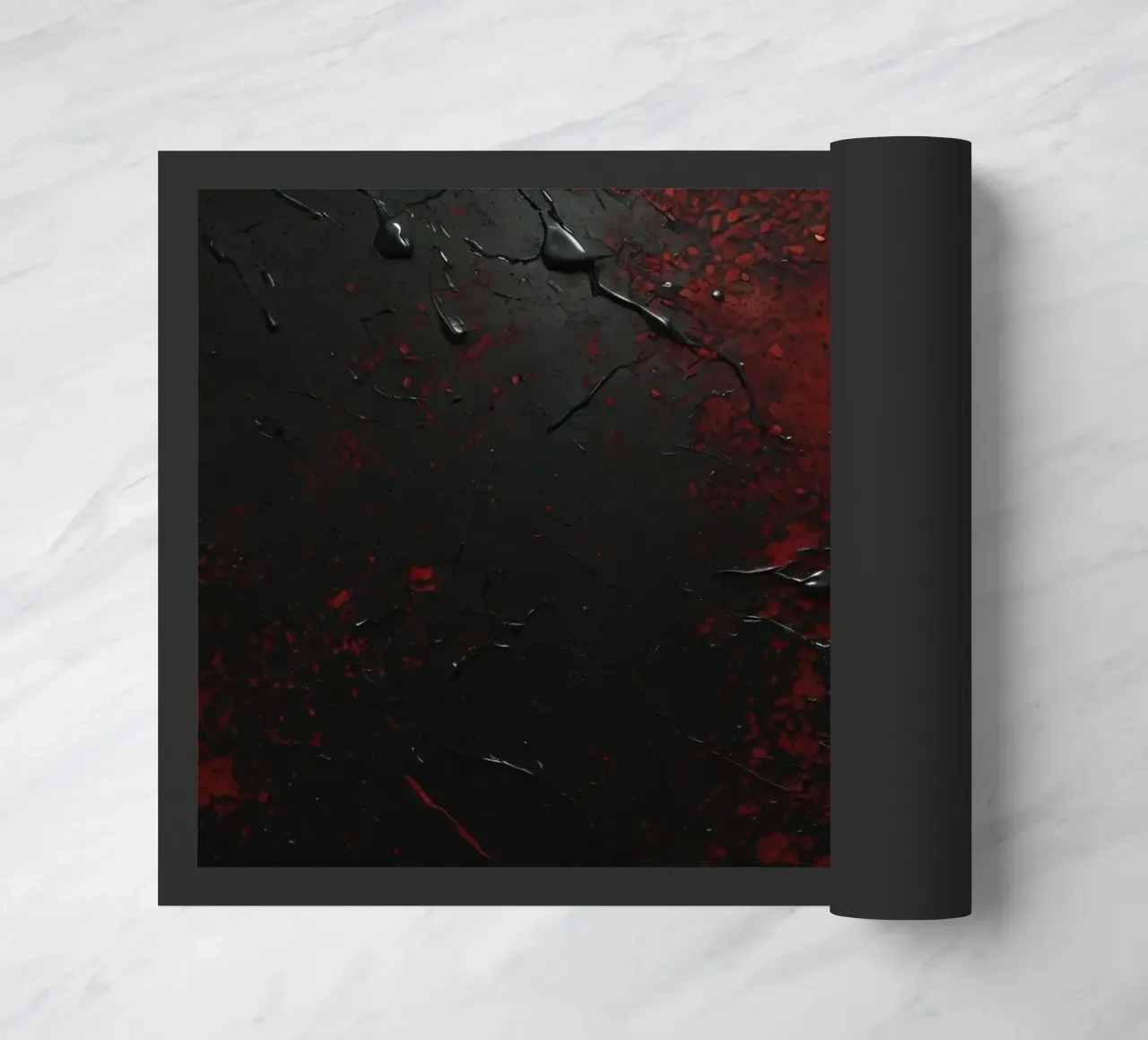 Texture astratta con spruzzi di vernice nera e rossa su un zerbino da DesignDoodle