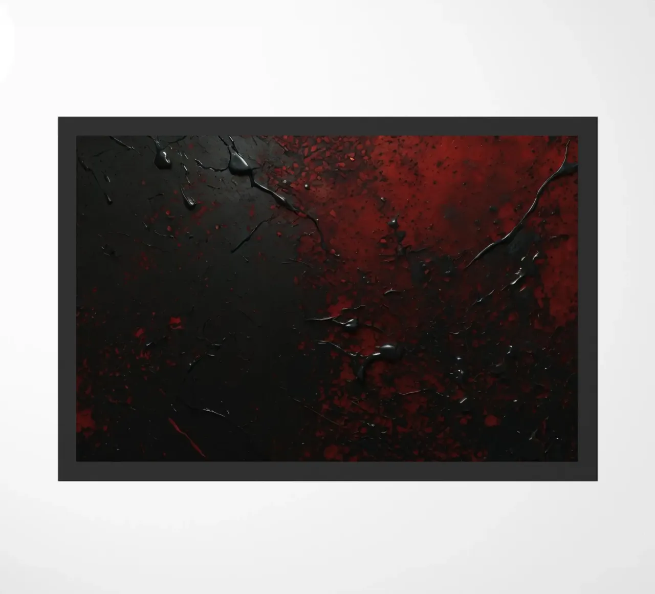 Texture astratta con spruzzi di vernice nera e rossa su un zerbino da DesignDoodle