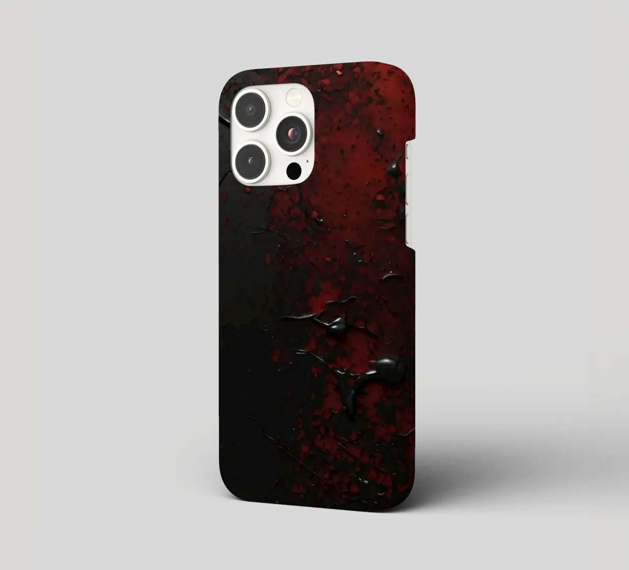 Abstract texture with black and red paint splashes on a dark iphone case by DesignDoodle