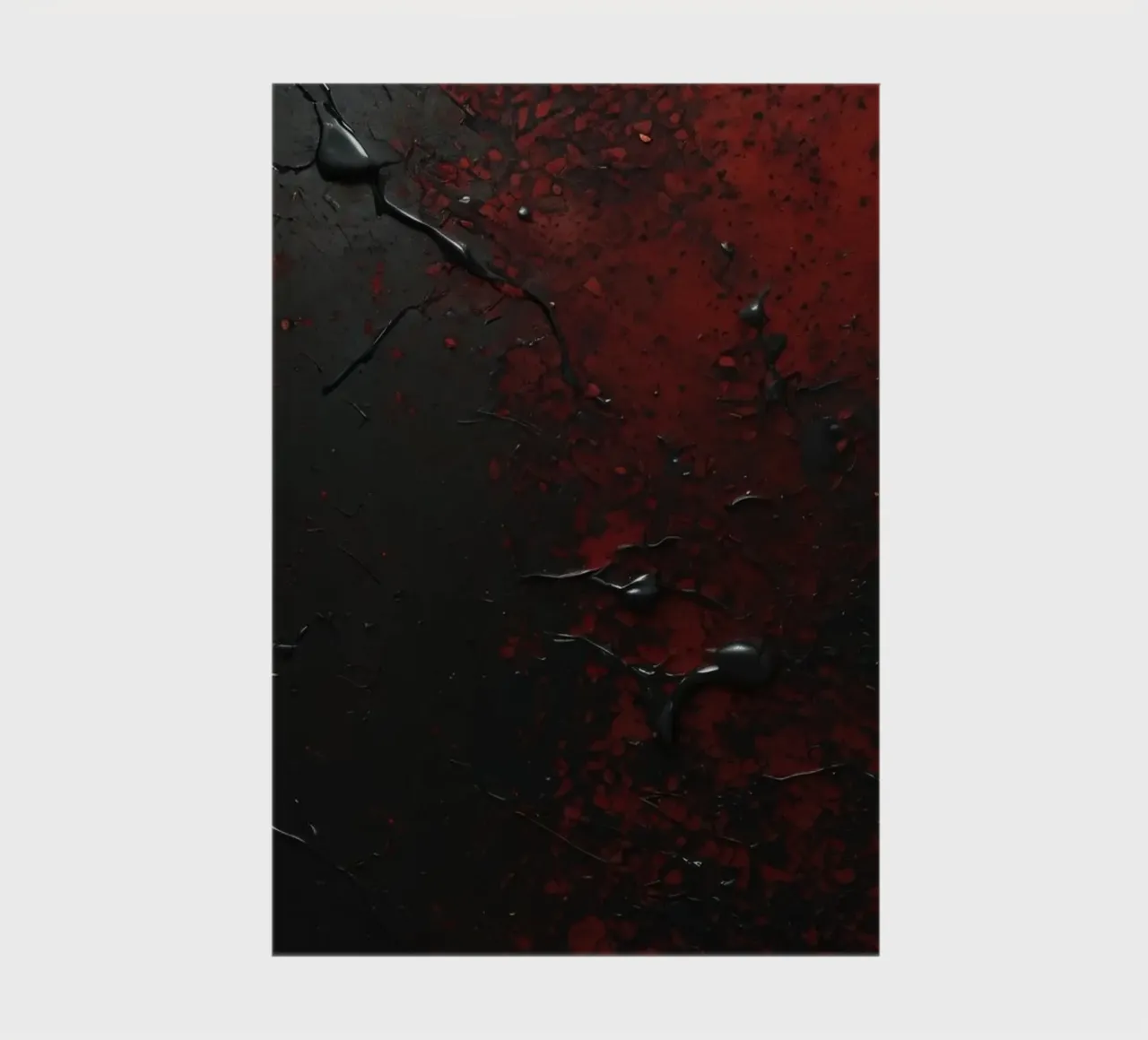 Abstract texture with black and red paint splashes on a dark notebook by DesignDoodle