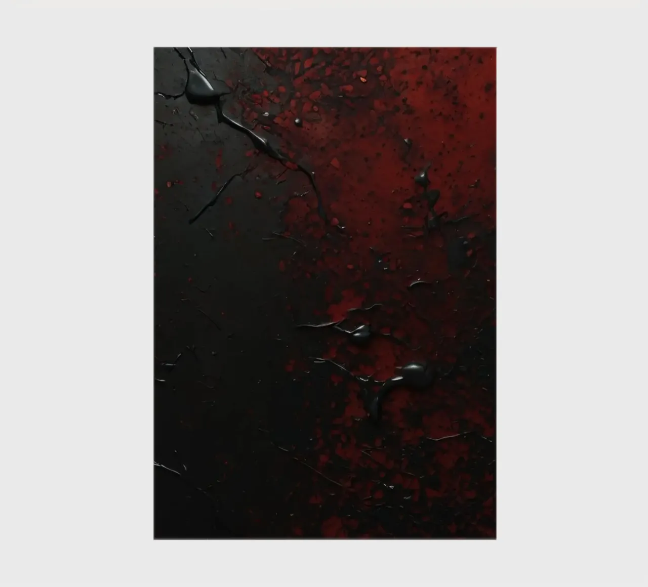 Abstract texture with black and red paint splashes on a dark notebook by DesignDoodle