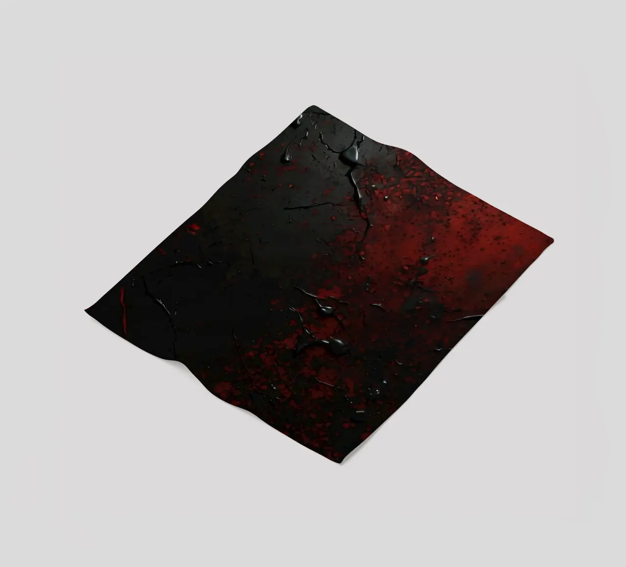 Abstract texture with black and red paint splashes on a dark fleece blanket by DesignDoodle