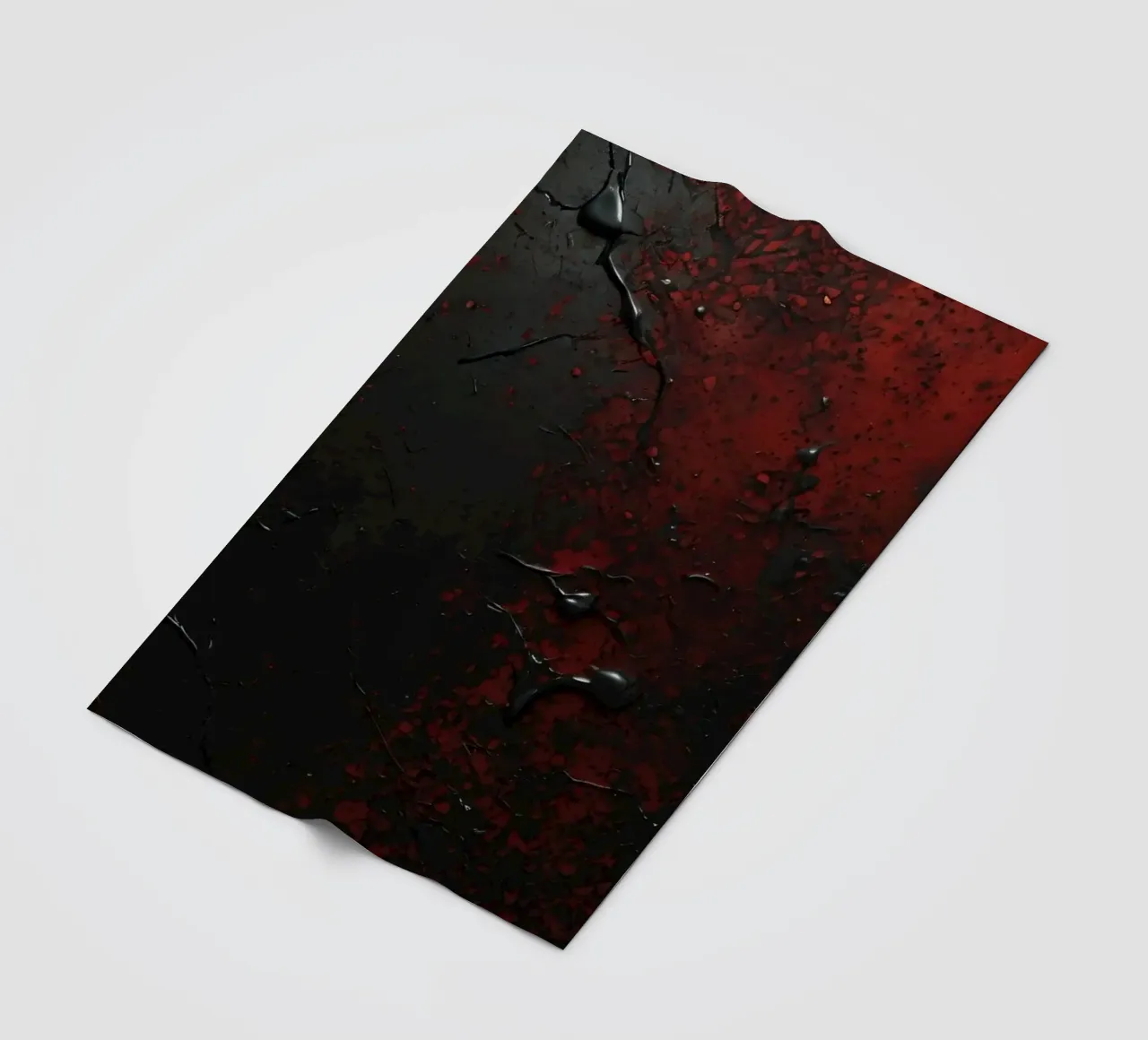 Abstract texture with black and red paint splashes on a dark fleece blanket by DesignDoodle