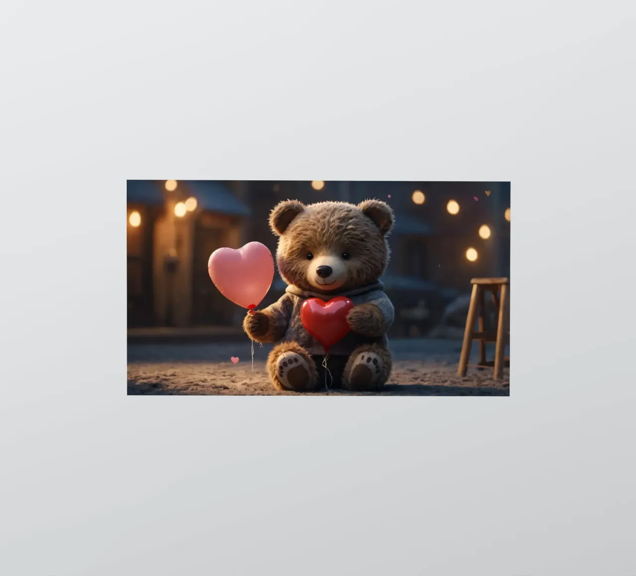 Un simpatico orsetto che tiene in mano palloncini a forma di cuore, San Valentino adesivo da DesignDoodle