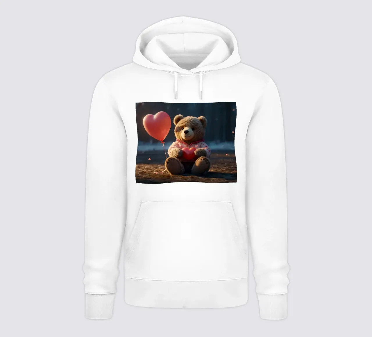 Un simpatico orsetto che tiene in mano un cuore, amore di San Valentino felpa con cappuccio da DesignDoodle