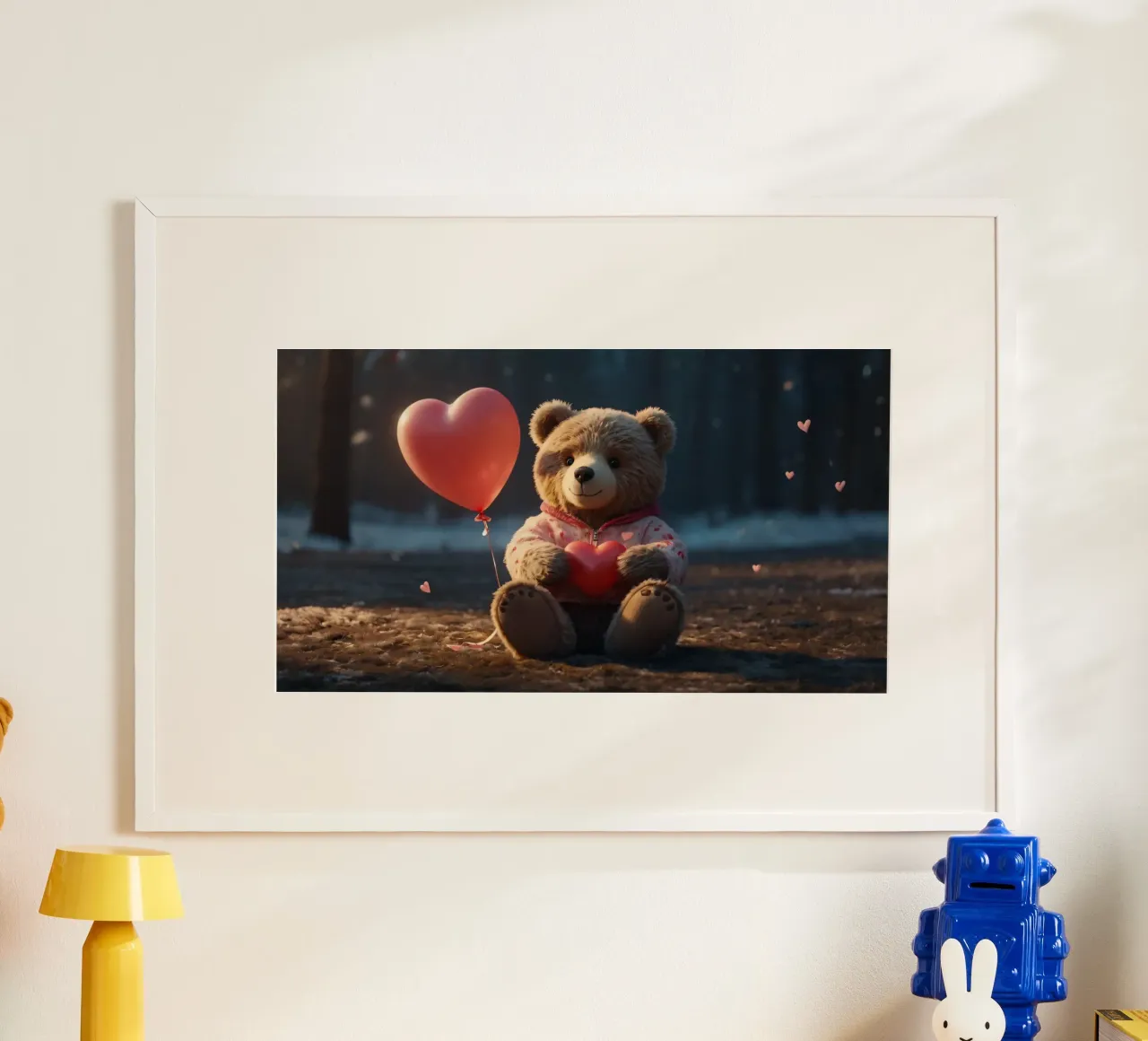 Un simpatico orsetto che tiene in mano un cuore, amore di San Valentino carta hahnemühle da DesignDoodle