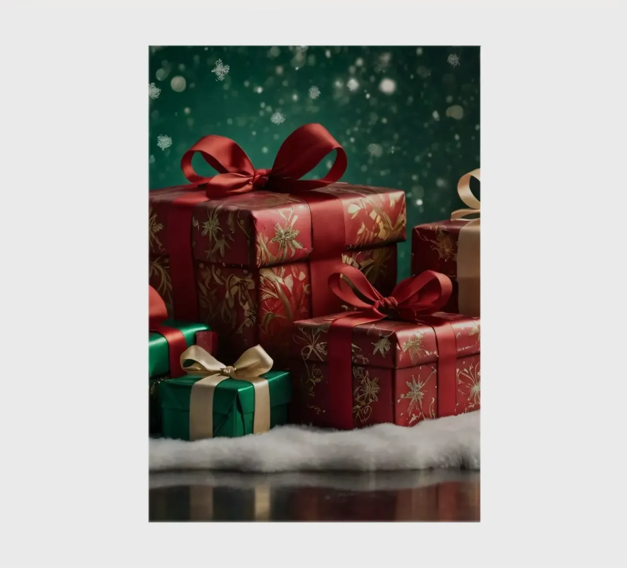 Colorful Christmas presents arranged on a snowy surface notebook by DesignDoodle