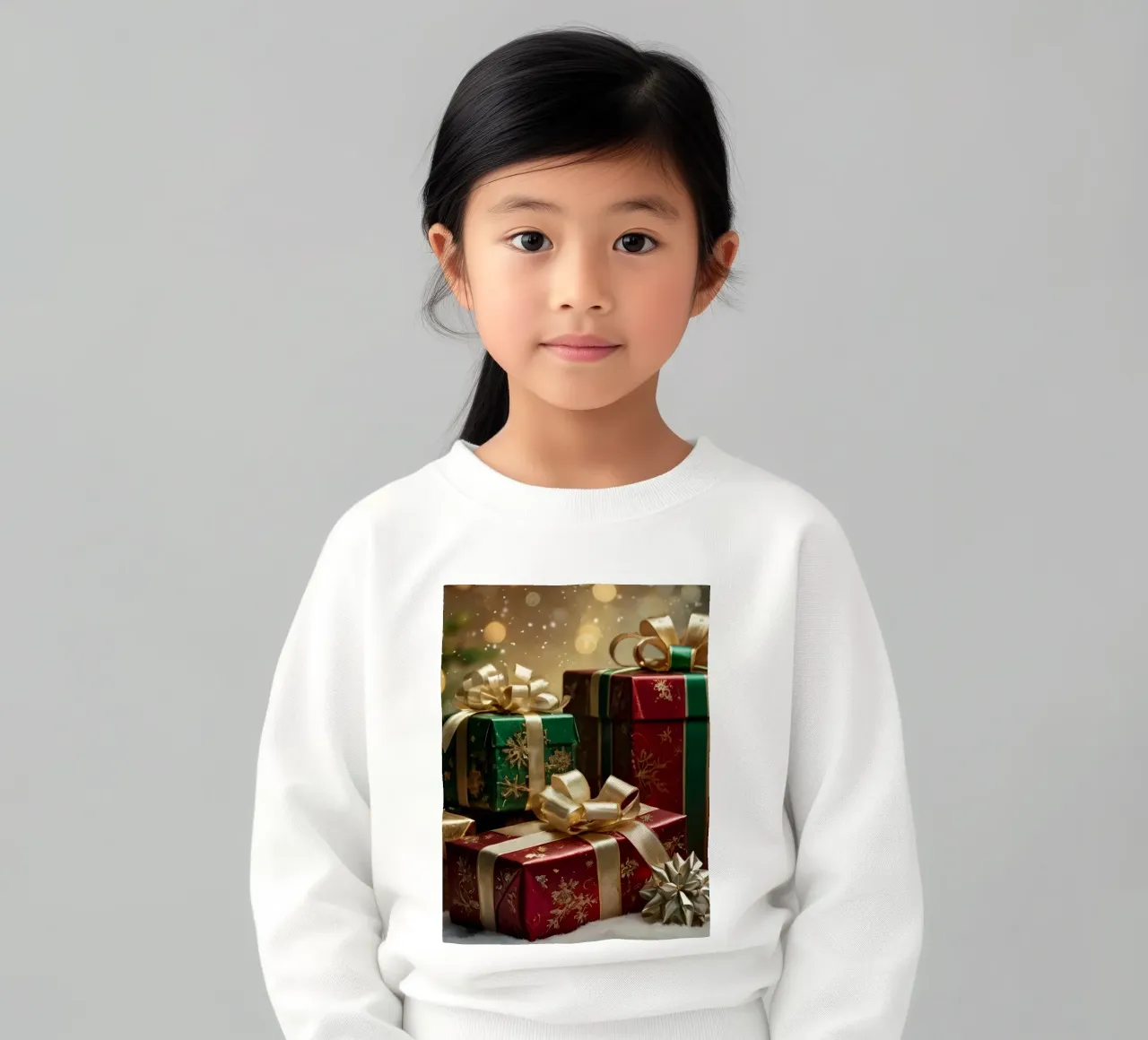 Beautifully decorated Christmas presents with bows kids sweatshirt by DesignDoodle
