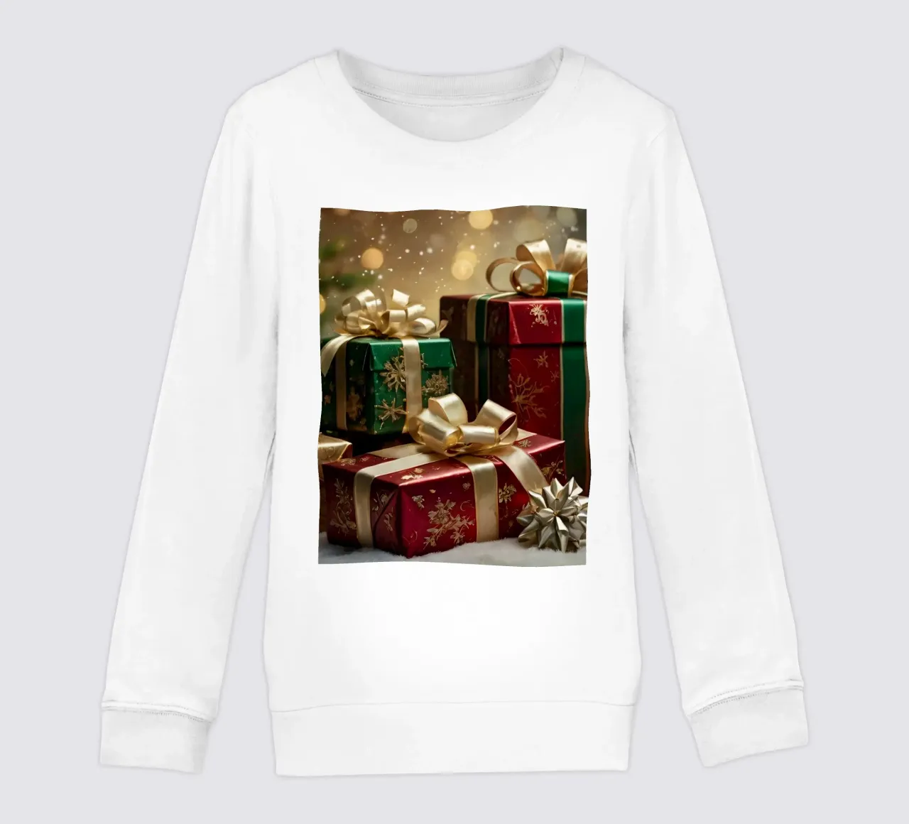 Beautifully decorated Christmas presents with bows kids sweatshirt by DesignDoodle
