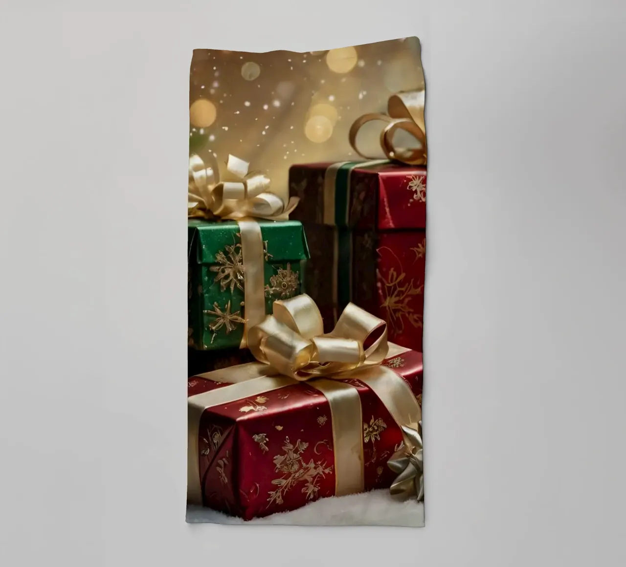 Beautifully decorated Christmas presents with bows towel by DesignDoodle