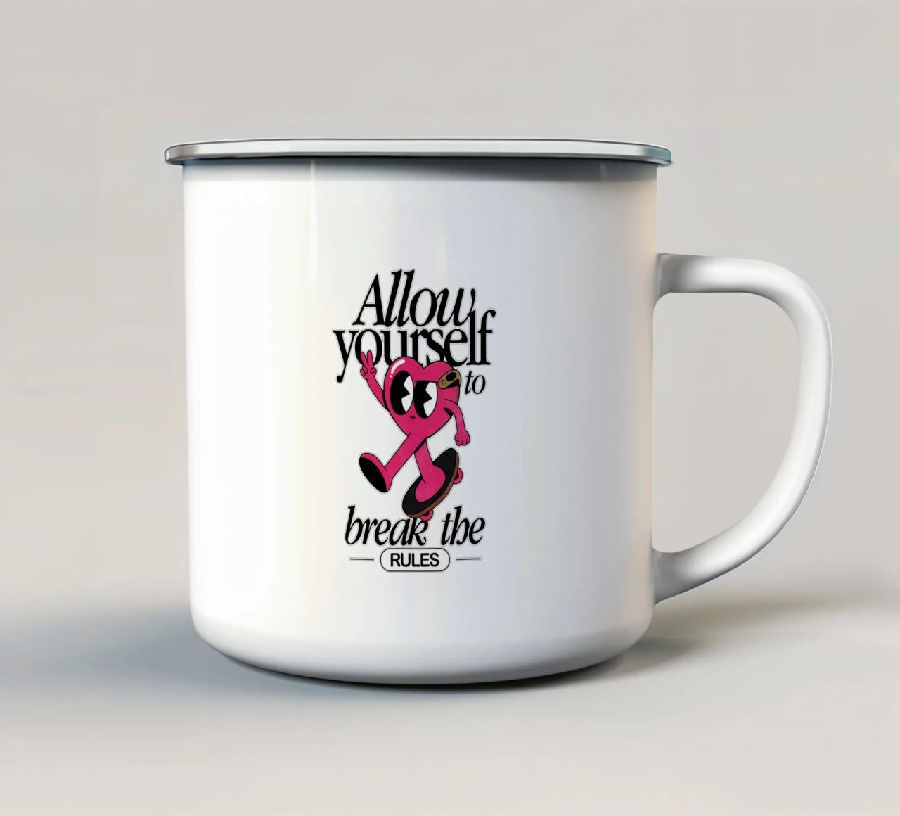 Break the Rules tazza in smalto da Studio Mooodz