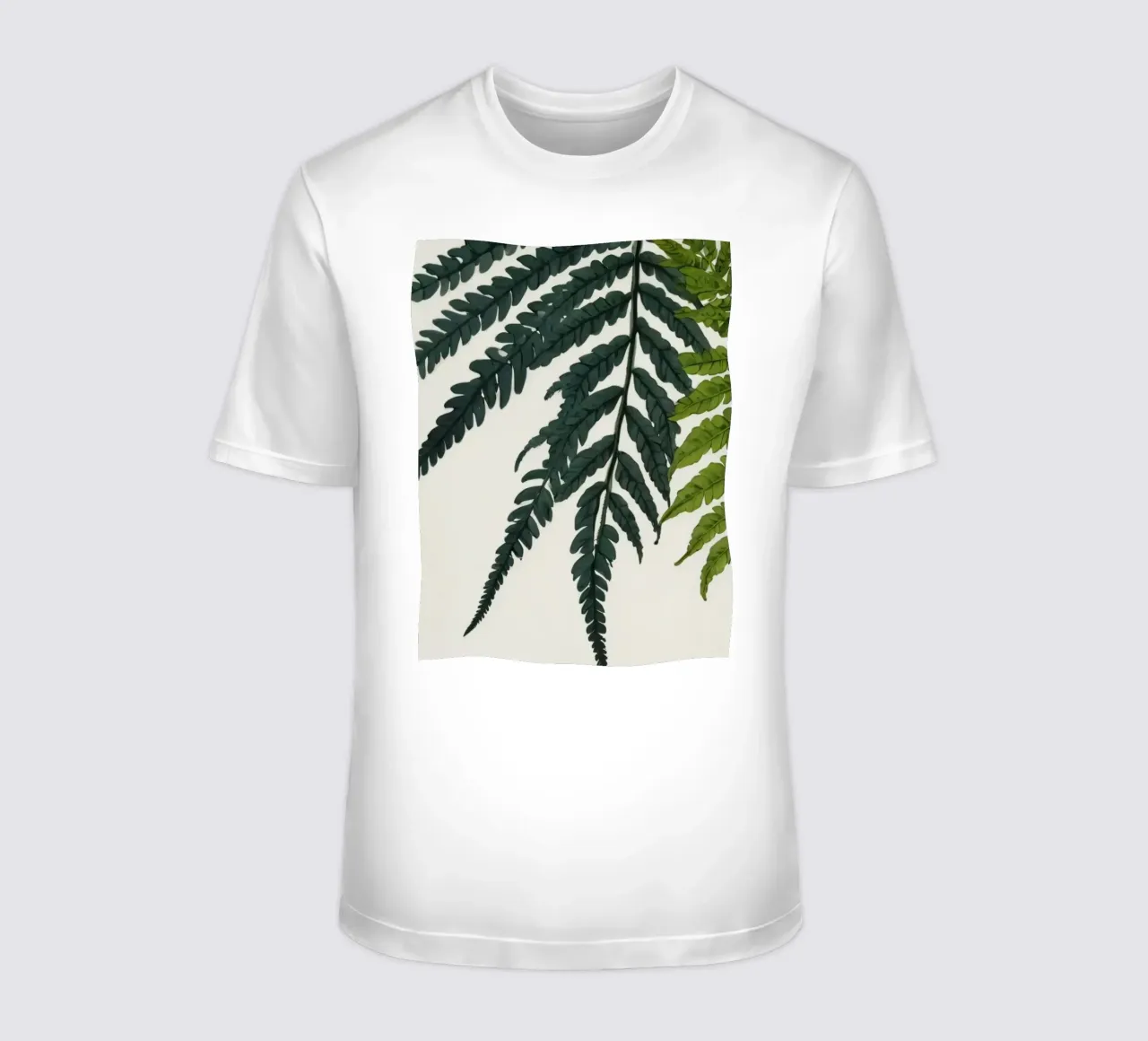 Felci verdi e vivaci esposte ad arte su un fondo neutro. t-shirt da DesignDoodle