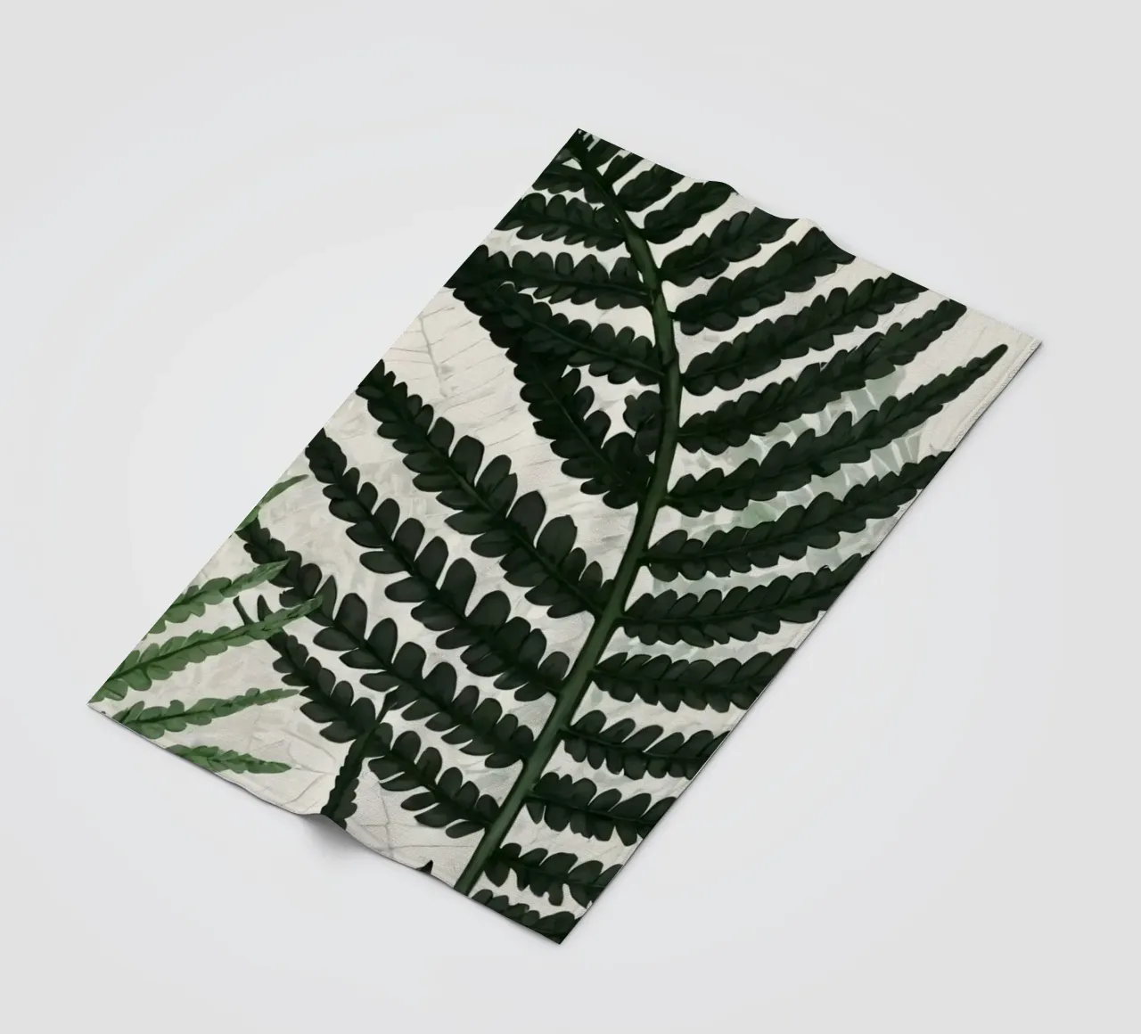 Felci verdi e rigogliose disposte in modo splendido su uno sfondo chiaro coperta in pile da DesignDoodle