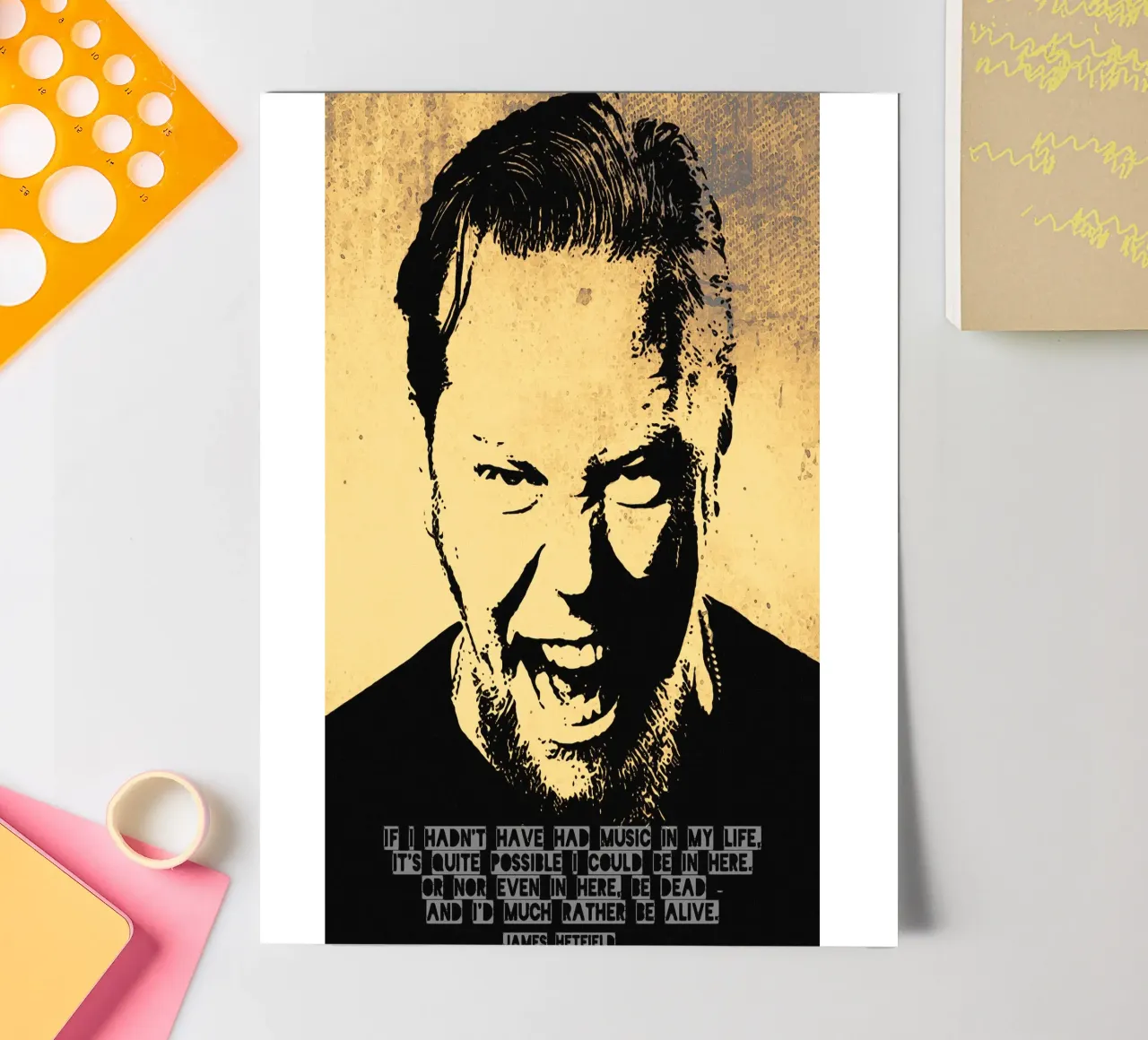 James Hetfield Zitat Stickerbogen von Gunawan Rb