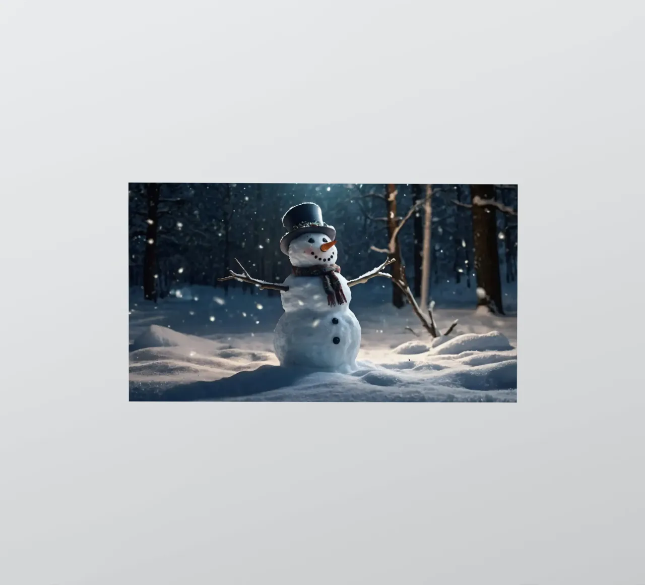 Un allegro pupazzo di neve si trova in una radura innevata in una giornata invernale. adesivo da DesignDoodle