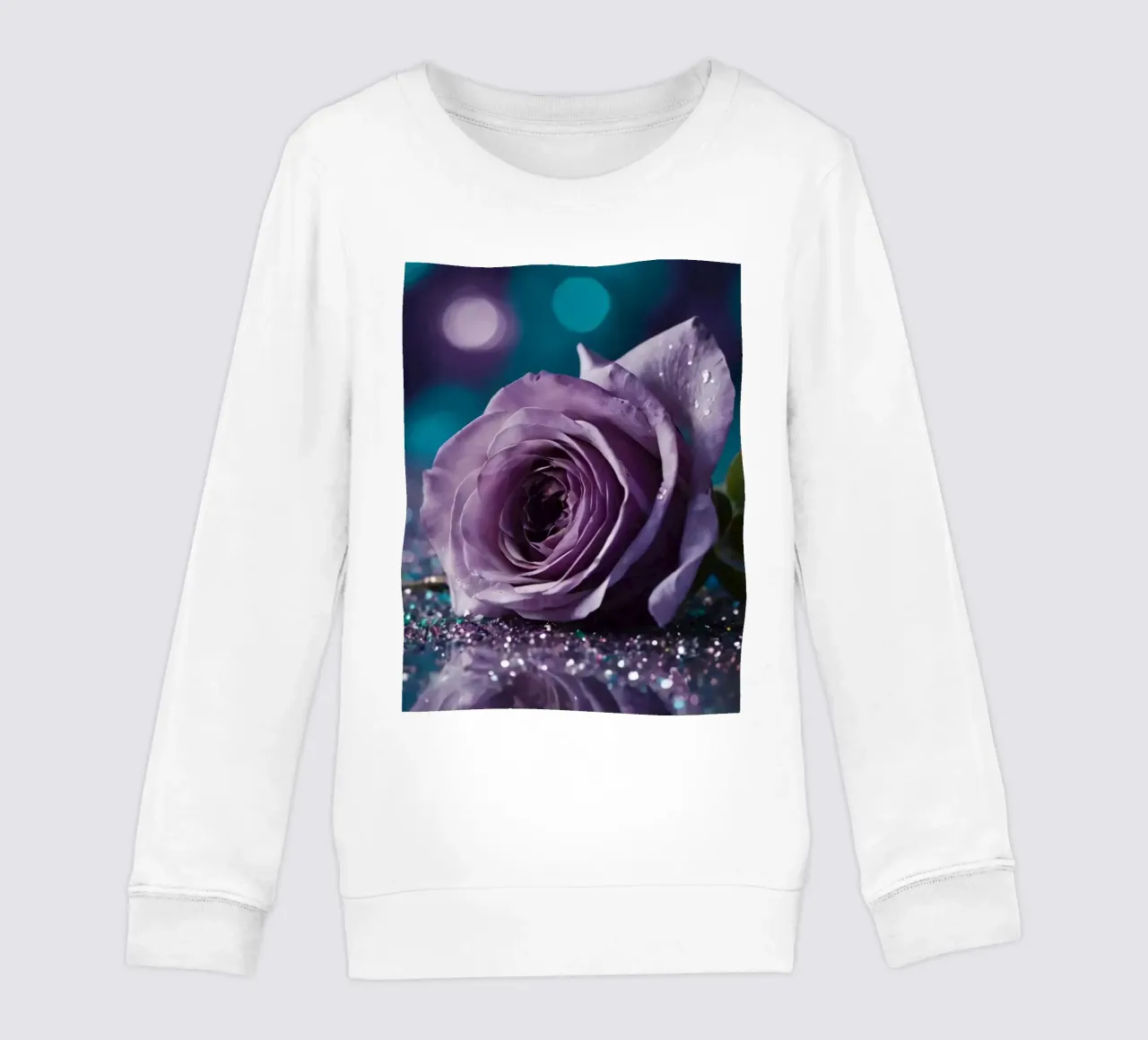Una bella rosa color lavanda appoggiata su scintillanti brillantini felpa bambino da DesignDoodle