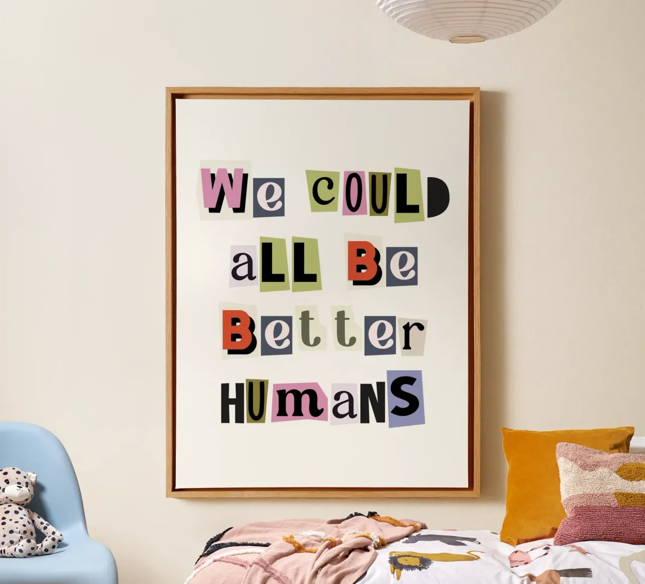 We could all be better humans quote canvas with Floater frame by Paigaam Studio
