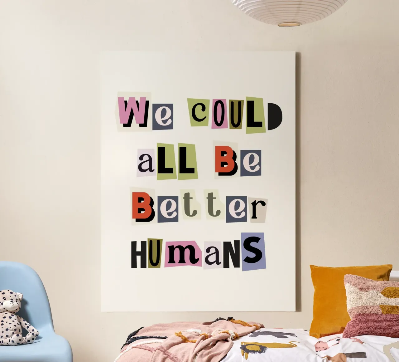 We could all be better humans quote canvas with Floater frame by Paigaam Studio