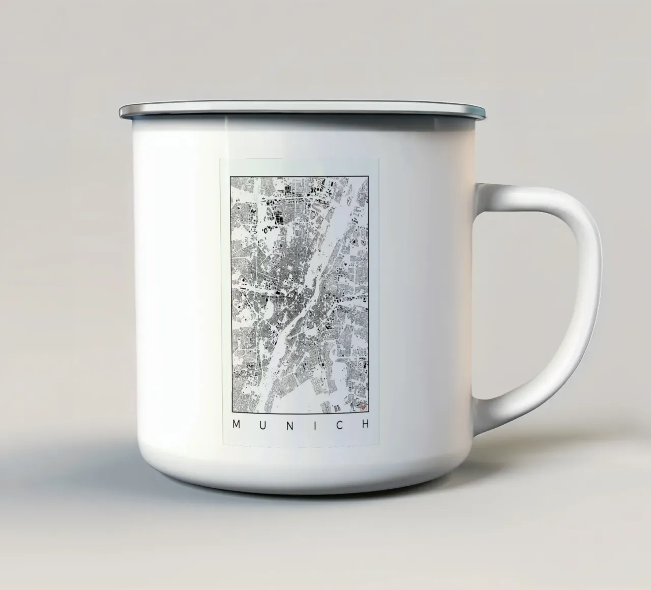 Munich Map Schwarzplan tazza in smalto da Hubert Roguski