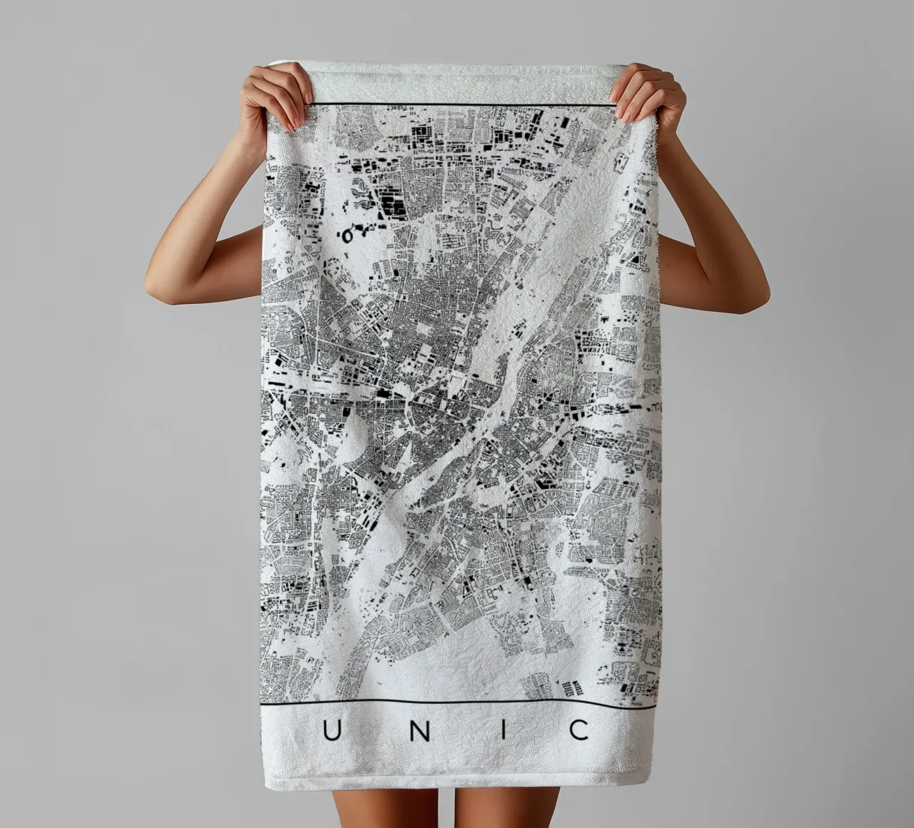 Munich Map Schwarzplan asciugamano da bagno da Hubert Roguski