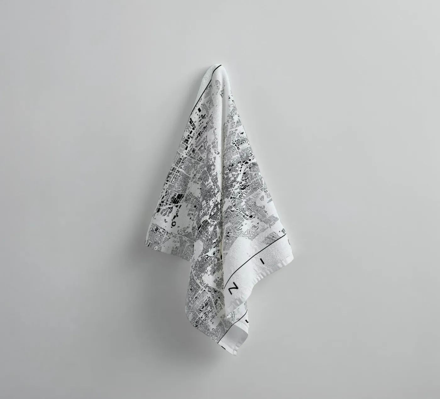 Munich Map Schwarzplan towel by Hubert Roguski