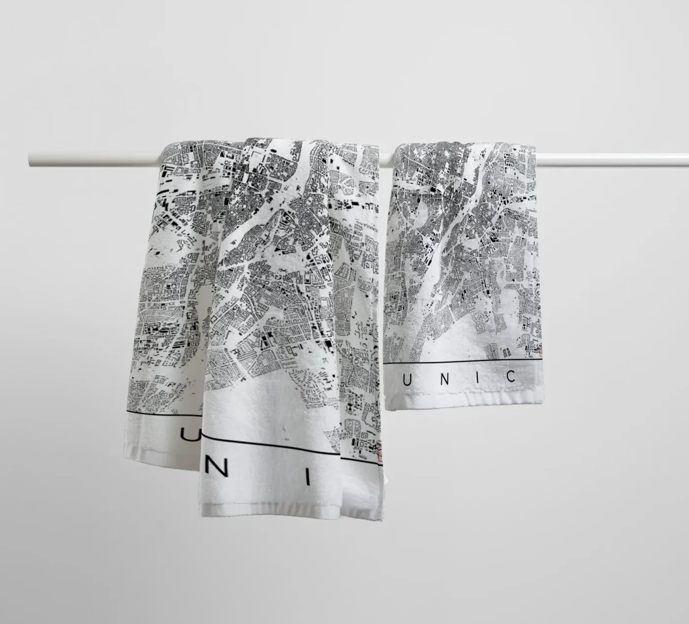 Munich Map Schwarzplan towel by Hubert Roguski