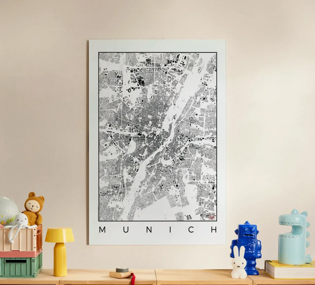 Munich Map Schwarzplan plexiglass da Hubert Roguski