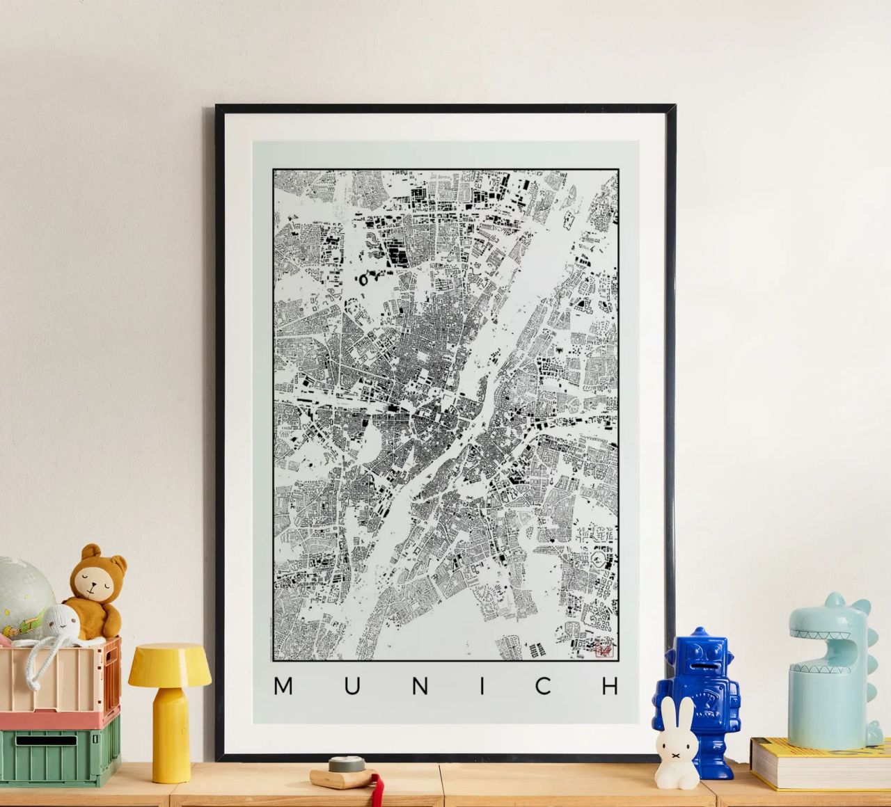 Munich Map Schwarzplan Poster von Hubert Roguski
