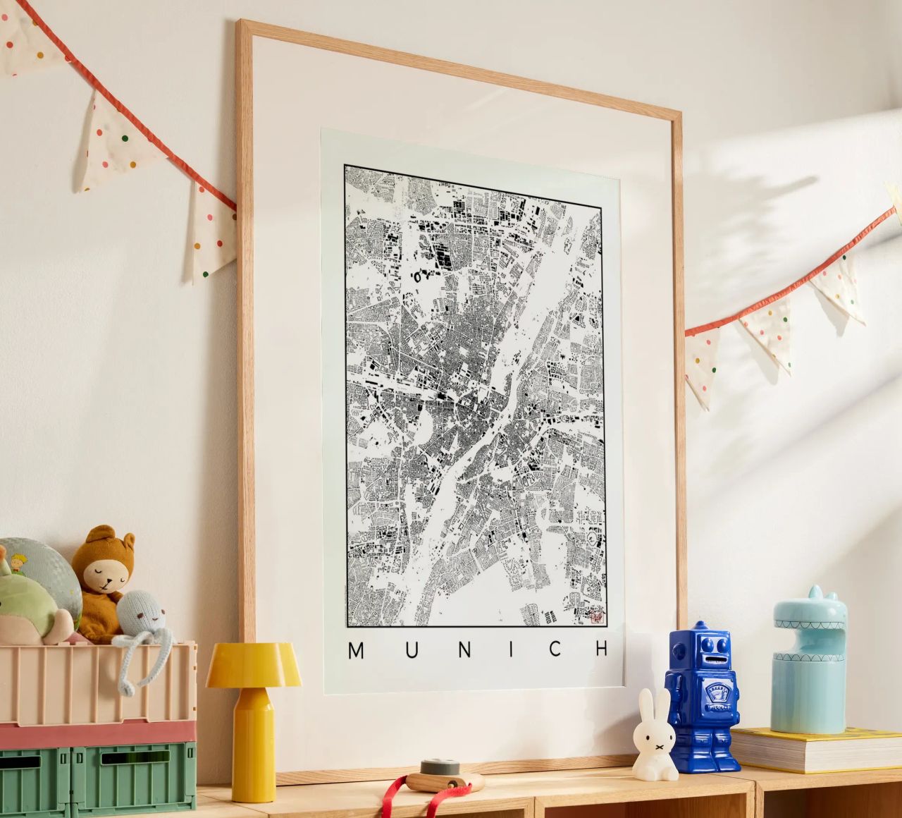 Munich Map Schwarzplan Poster von Hubert Roguski