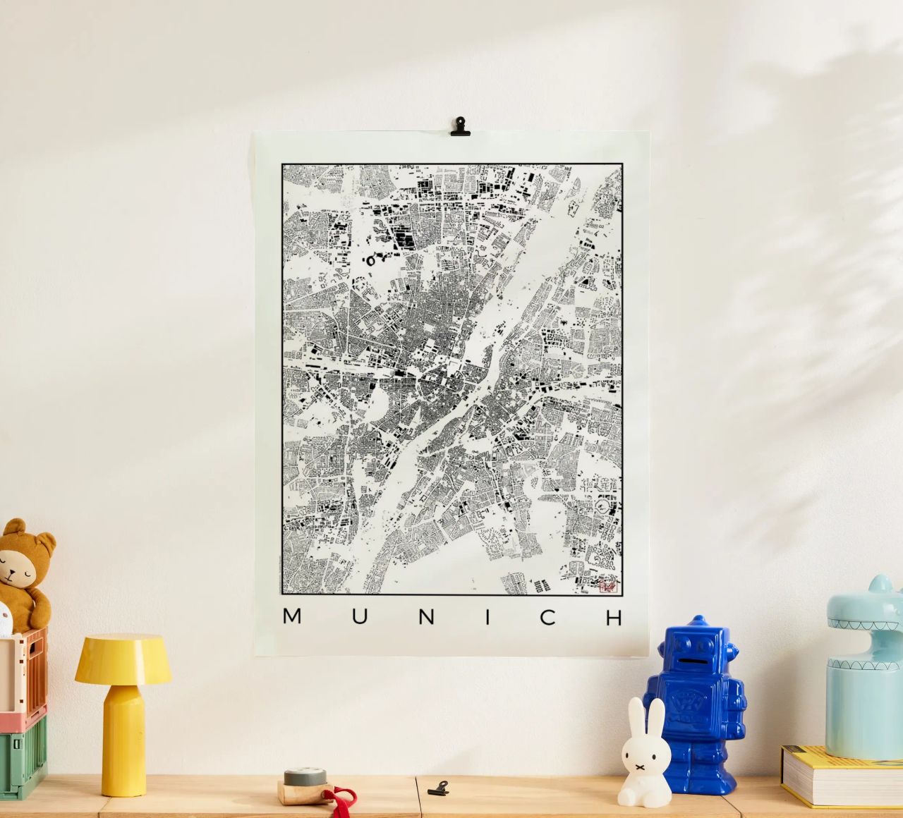 Munich Map Schwarzplan Poster von Hubert Roguski
