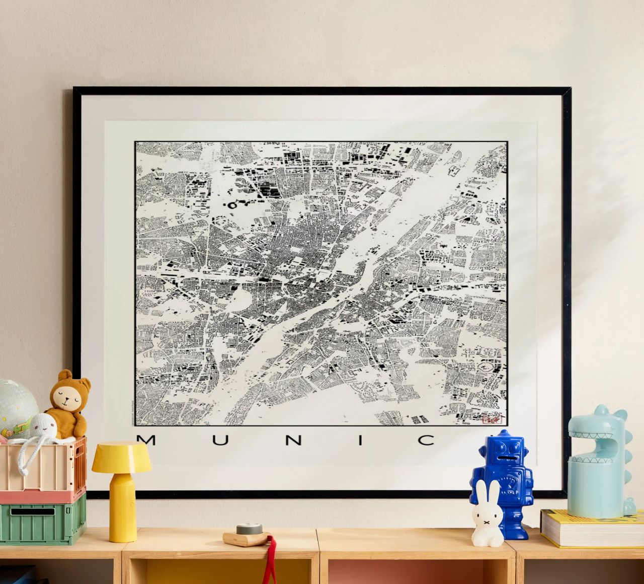 Munich Map Schwarzplan Poster von Hubert Roguski