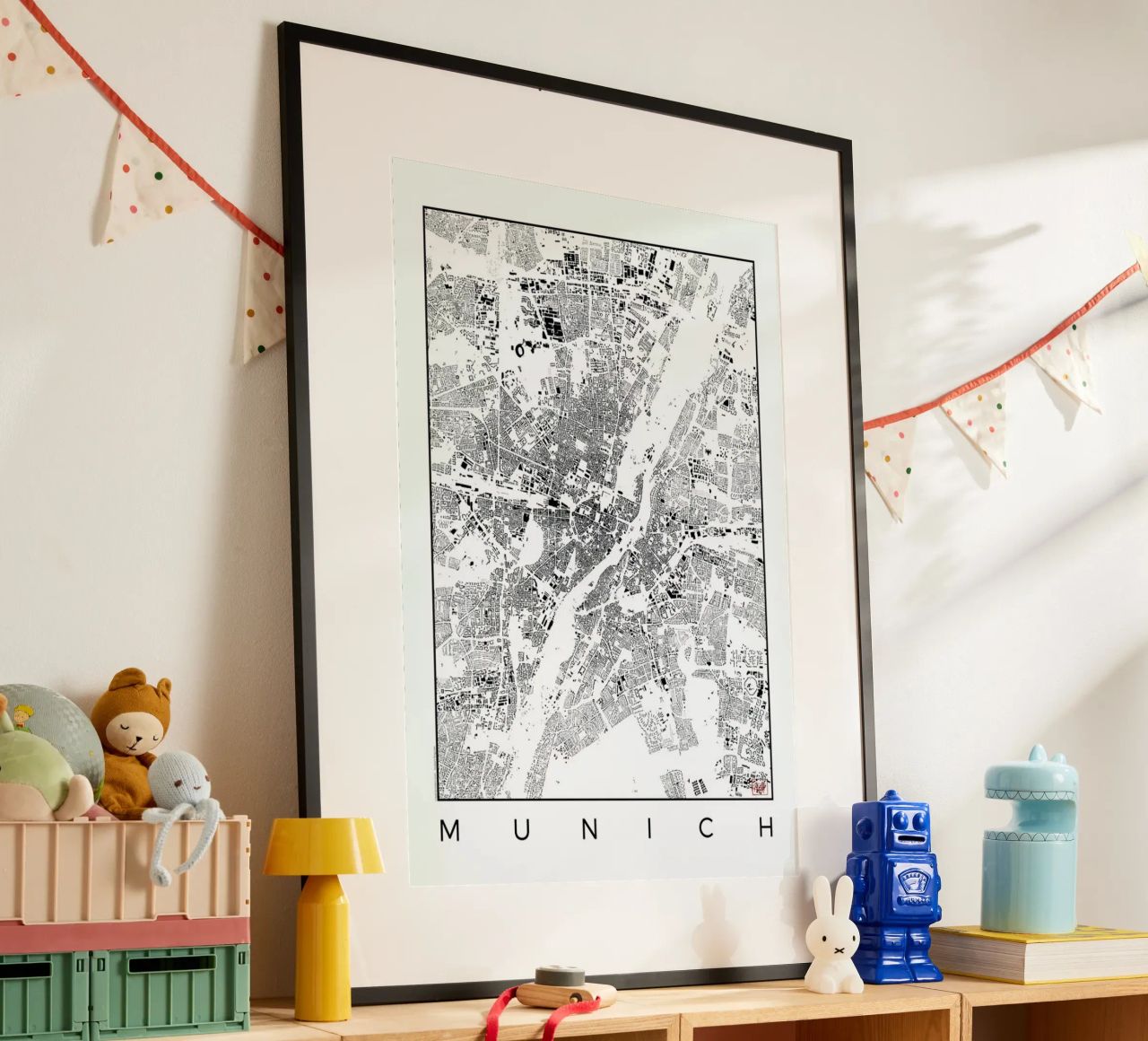 Munich Map Schwarzplan Poster von Hubert Roguski