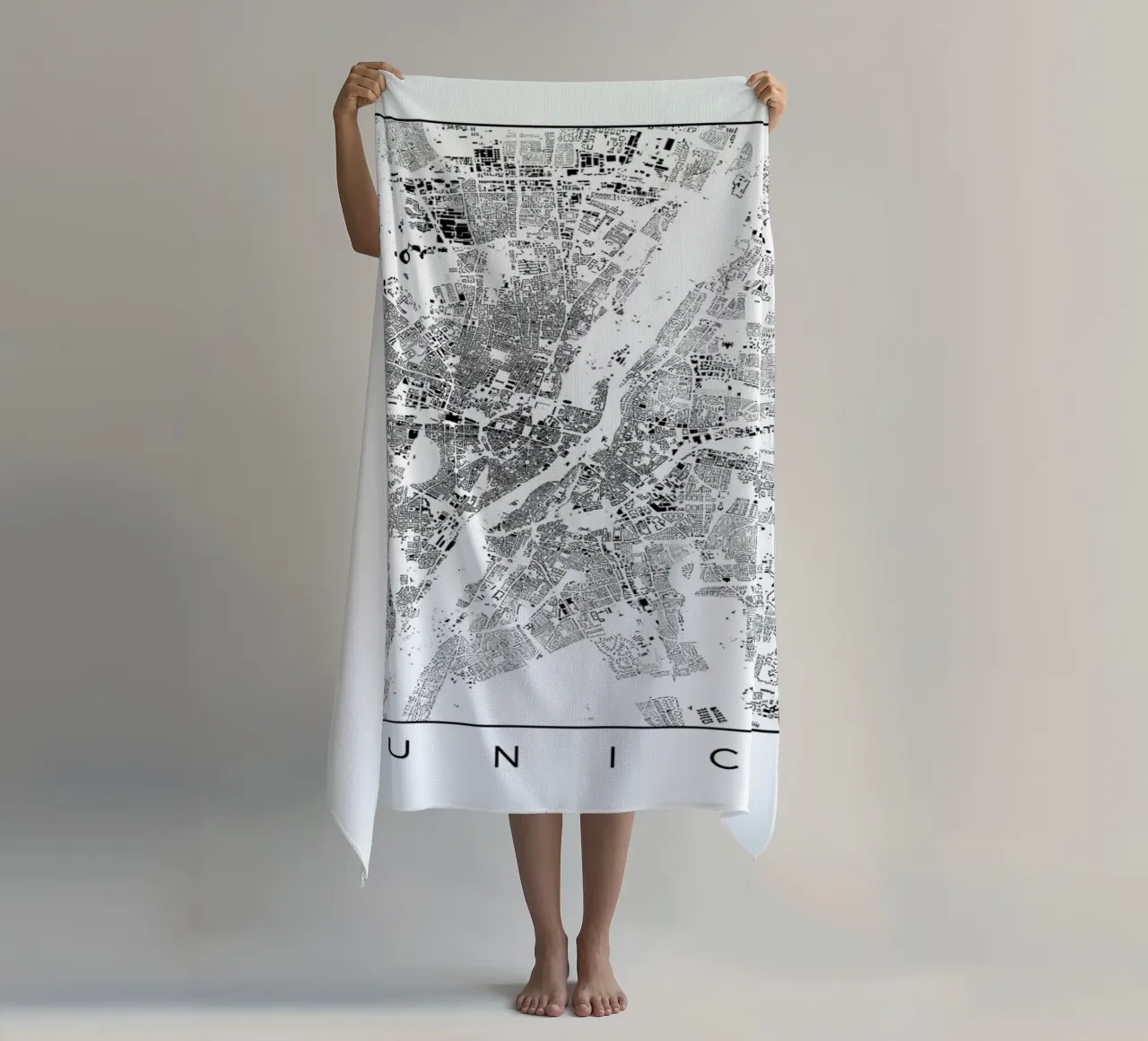 Munich Map Schwarzplan telo mare da Hubert Roguski