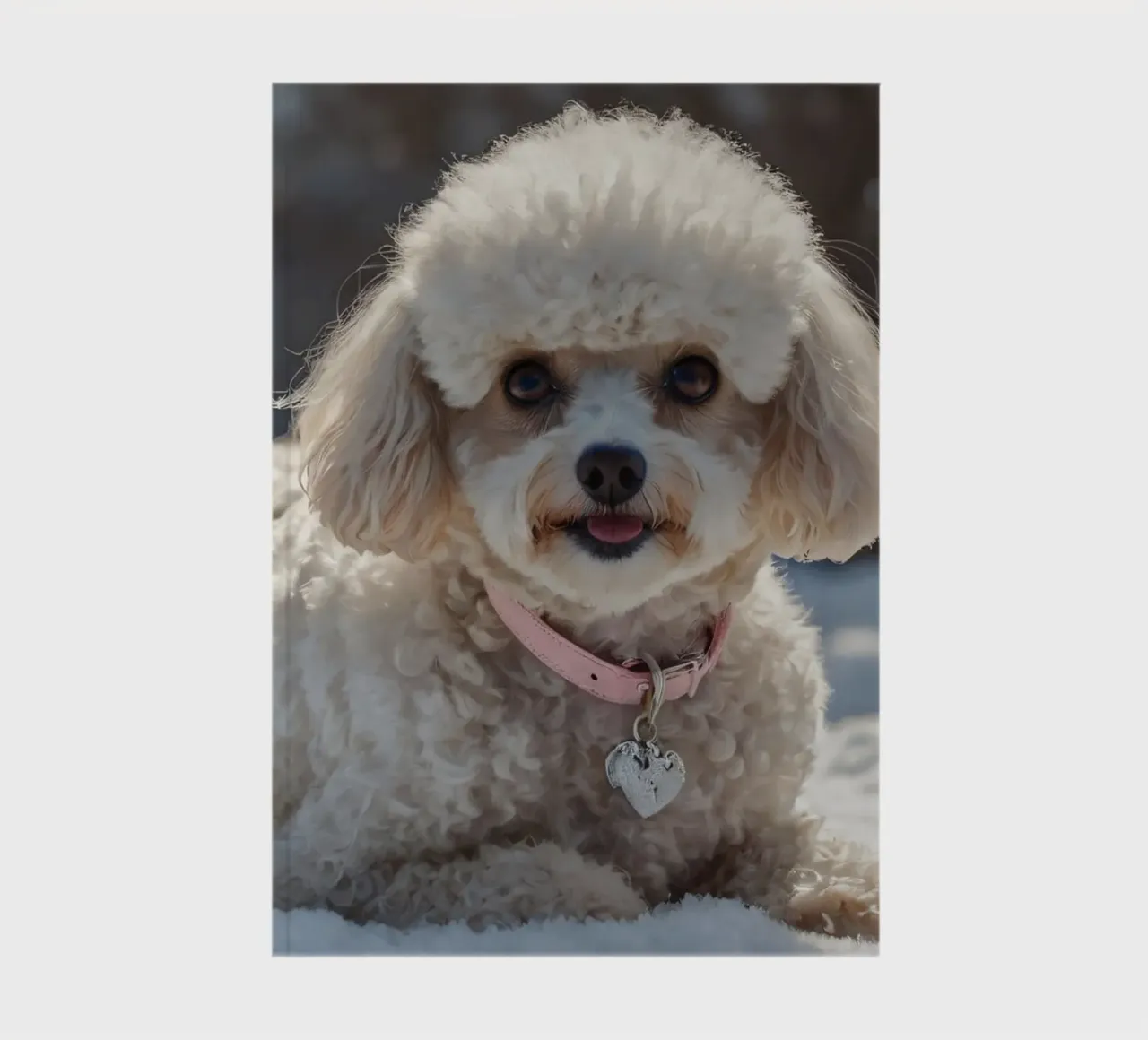 Un chien enjoué profite d'une journée d'hiver ensoleillée carnet de notes de DesignDoodle