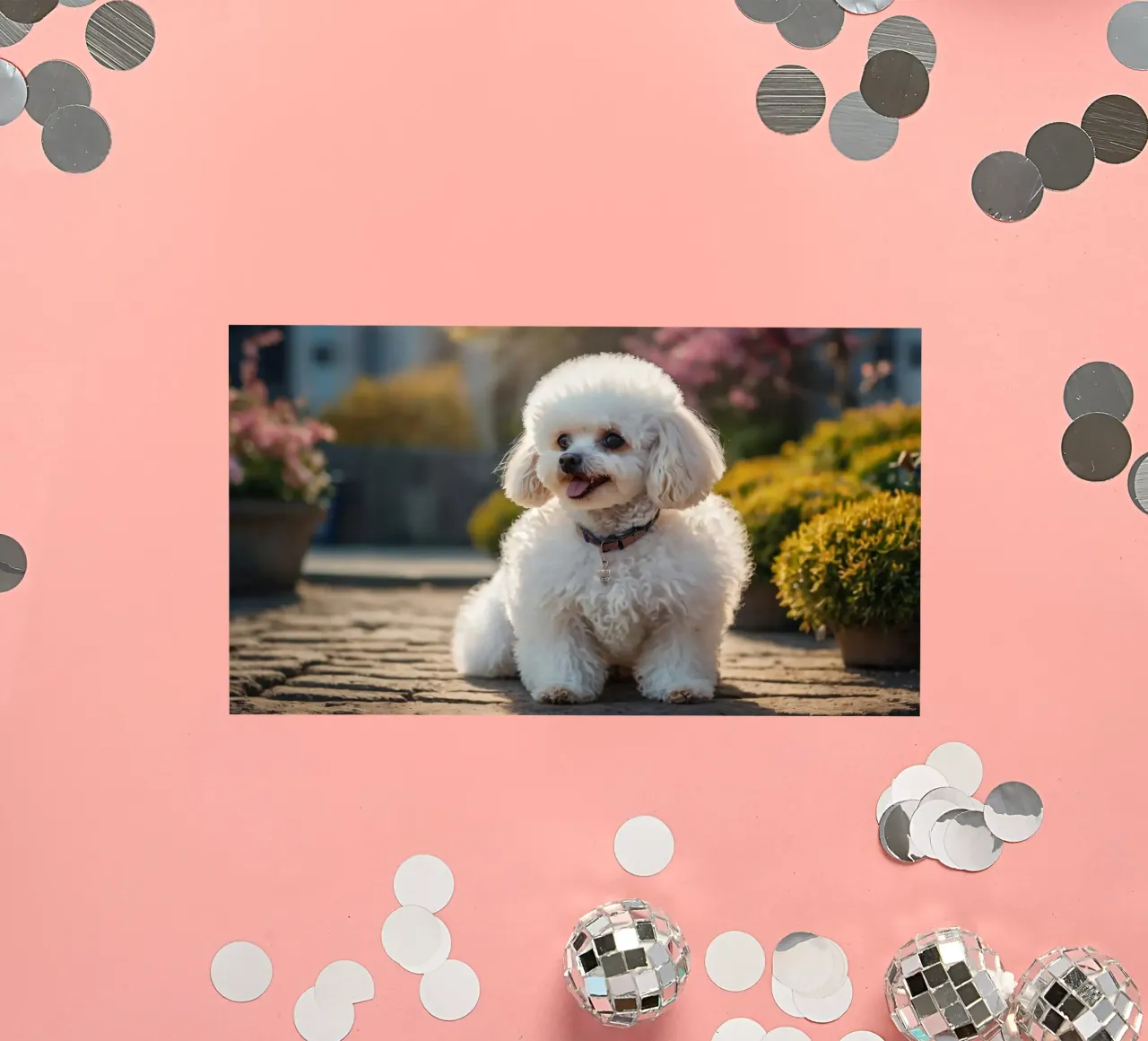 Un cane piccolo e soffice con un manto marrone chiaro e un collare rosa. adesivo da DesignDoodle