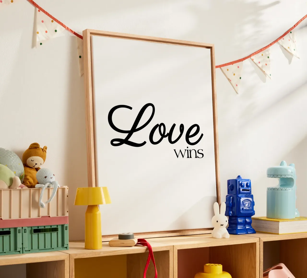Liefde wint canvas met Baklijst van YV TYPOGRAPHY