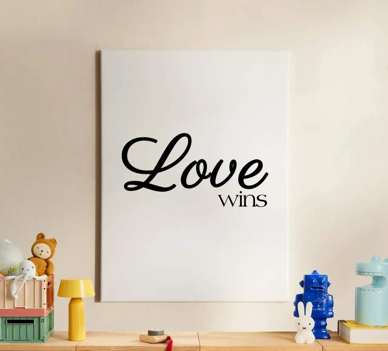 Liefde wint canvas met Baklijst van YV TYPOGRAPHY