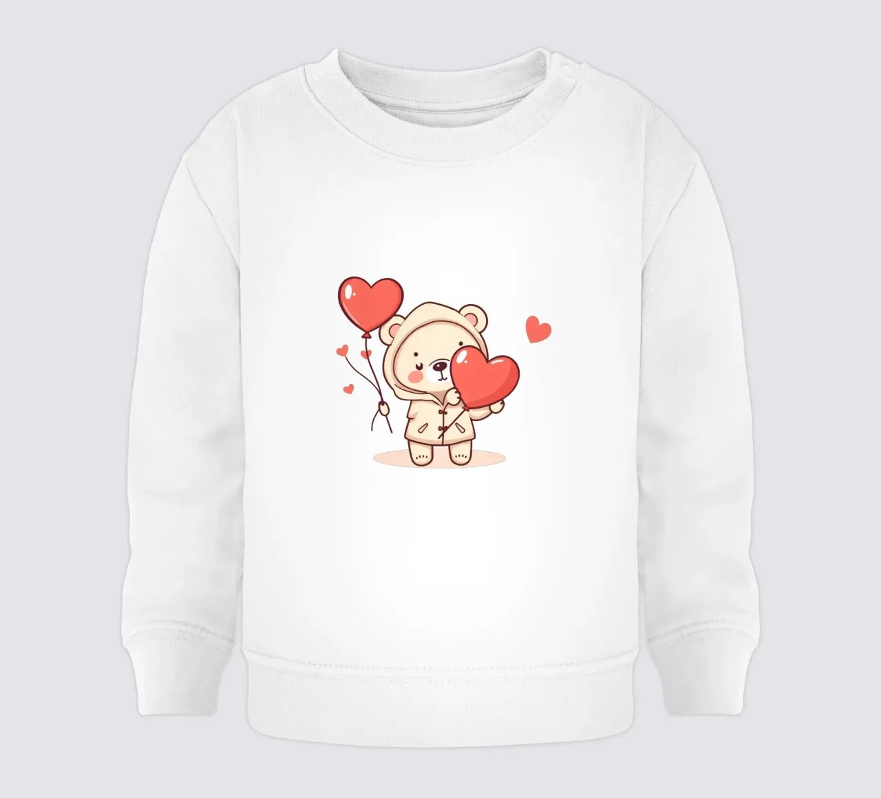 Simpatico orso che tiene in mano un cuore e dei palloncini felpa neonato da DesignDoodle