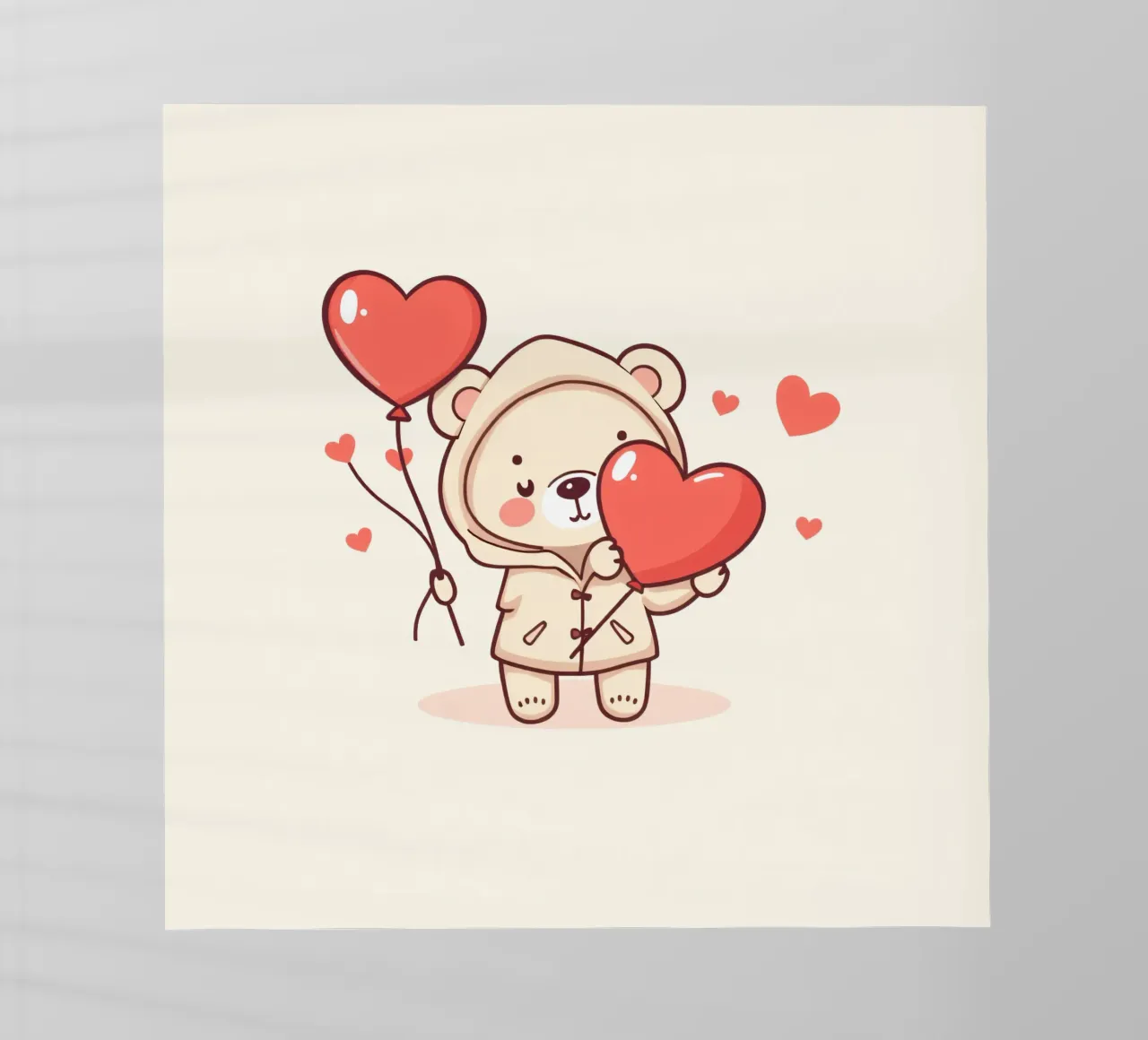 Simpatico orso che tiene in mano un cuore e dei palloncini pellicola backlit da DesignDoodle