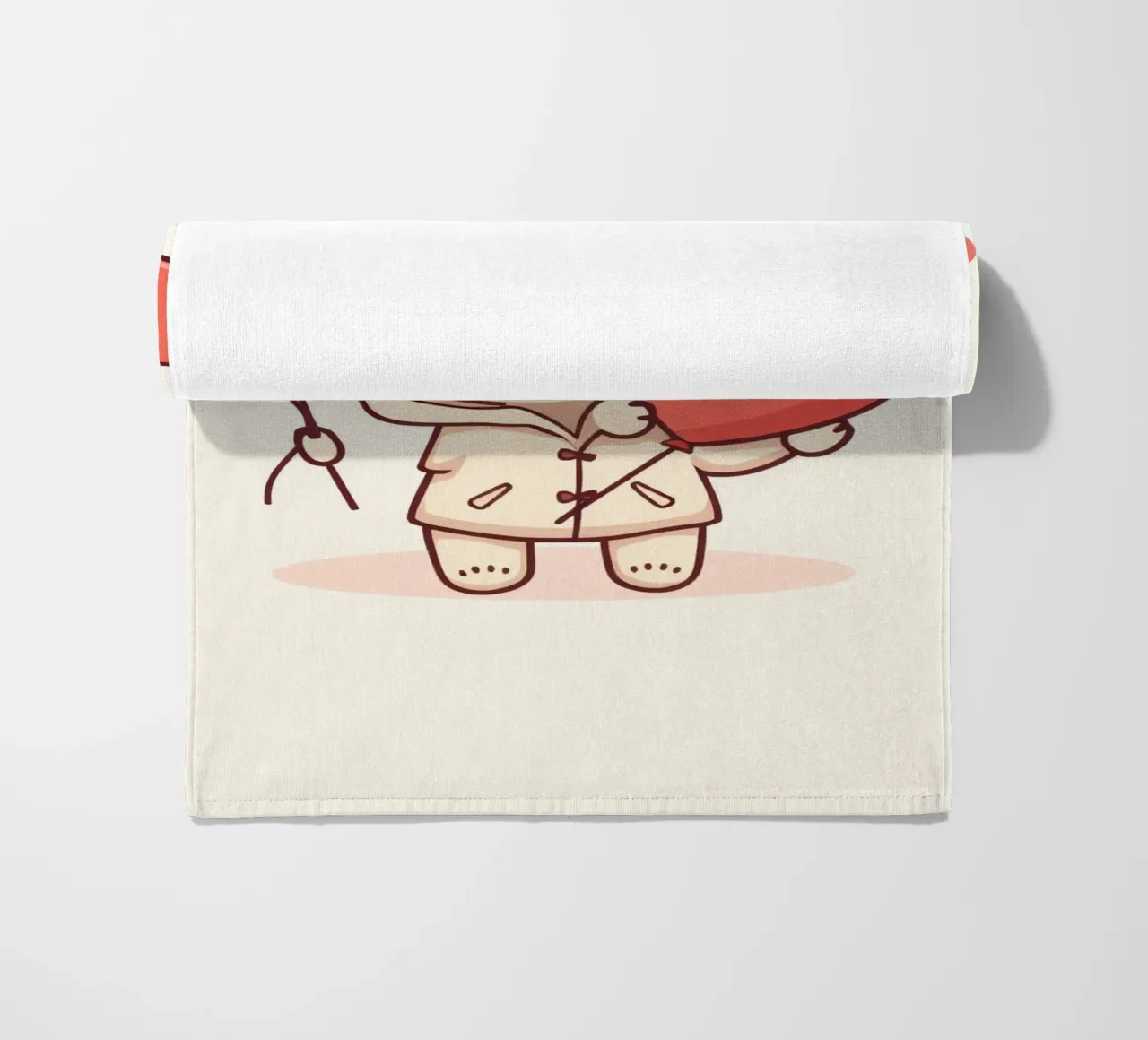 Simpatico orso che tiene in mano un cuore e dei palloncini telo mare da DesignDoodle