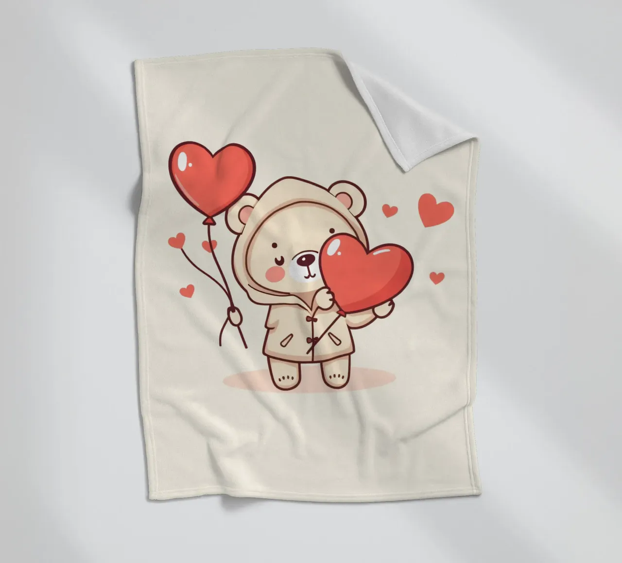 Simpatico orso che tiene in mano un cuore e dei palloncini coperta in pile da DesignDoodle