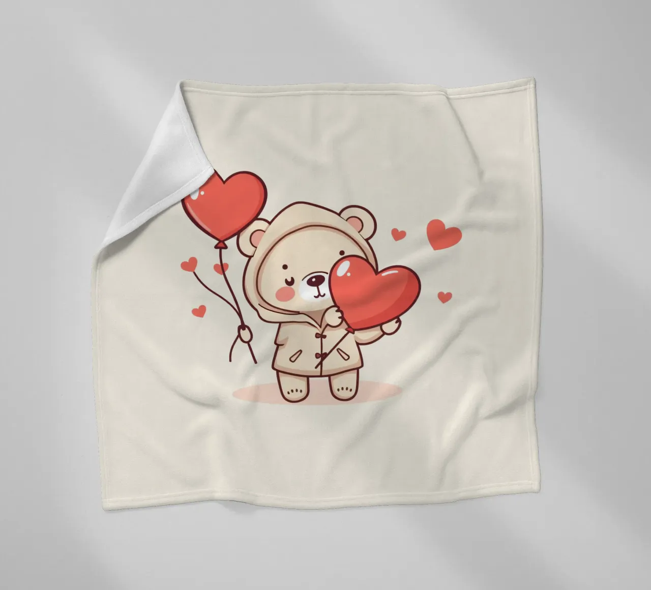 Simpatico orso che tiene in mano un cuore e dei palloncini coperta in pile da DesignDoodle