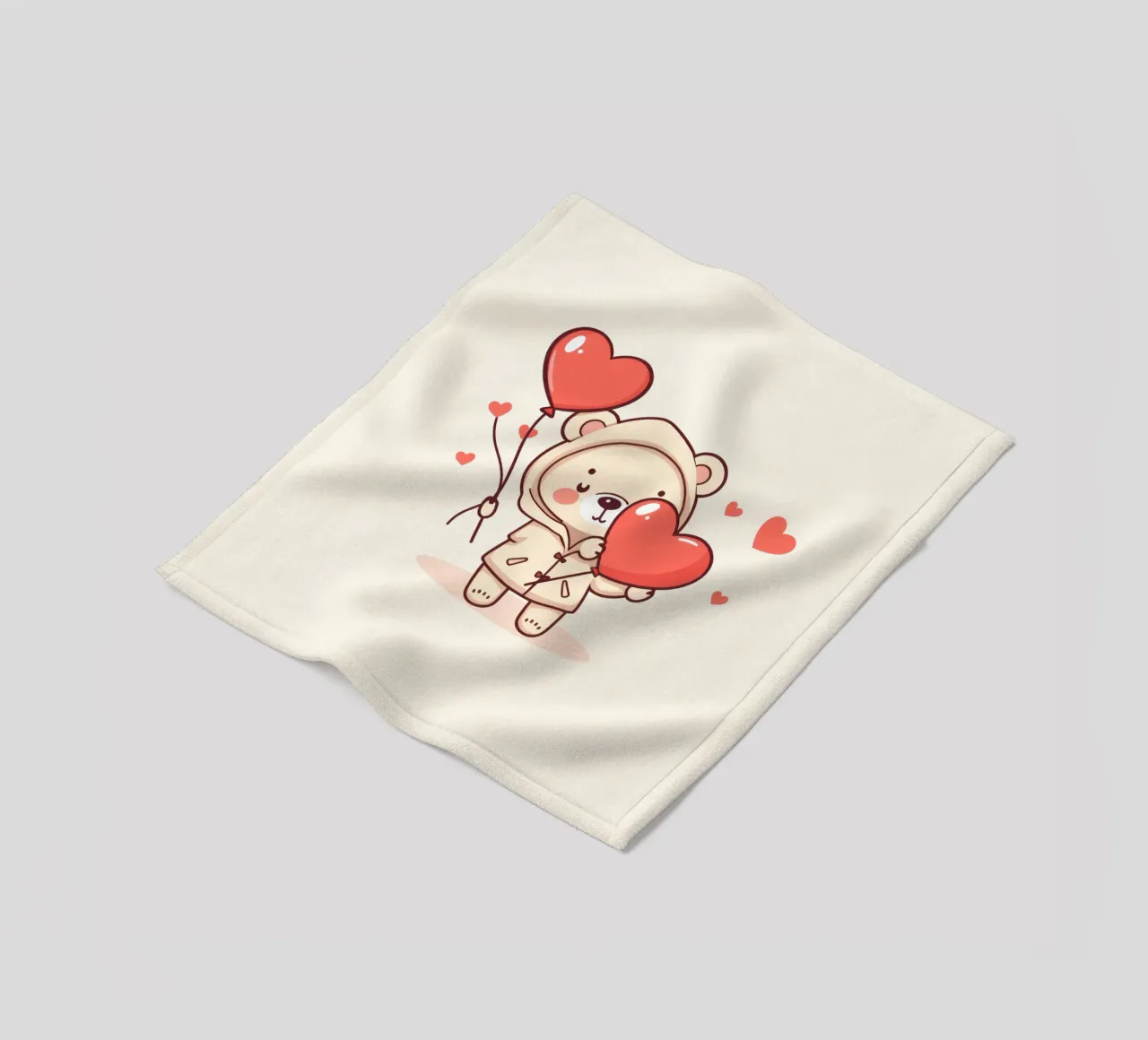 Simpatico orso che tiene in mano un cuore e dei palloncini coperta in pile da DesignDoodle