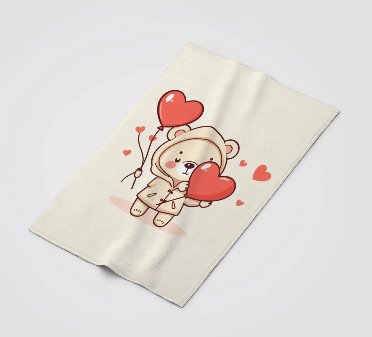 Simpatico orso che tiene in mano un cuore e dei palloncini coperta in pile da DesignDoodle