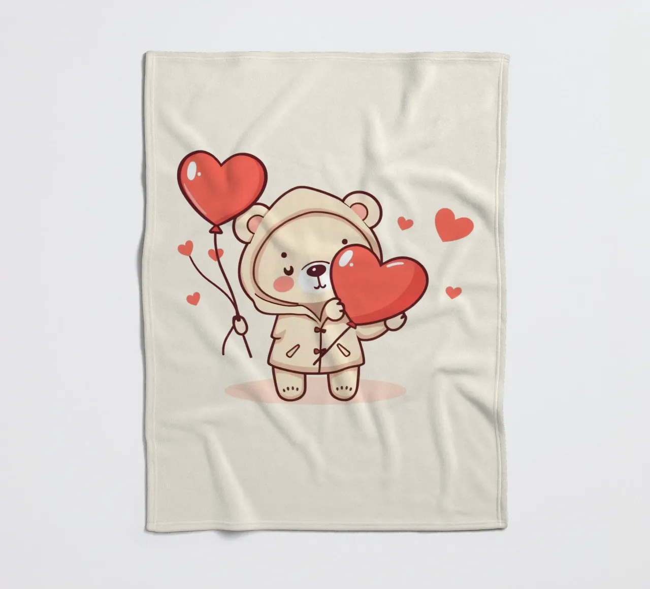 Simpatico orso che tiene in mano un cuore e dei palloncini coperta in pile da DesignDoodle