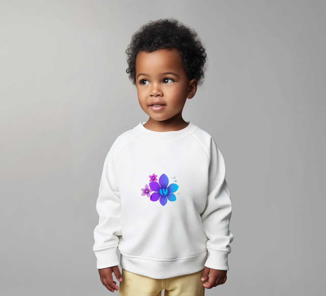 design floreale digitale con sfumature di blu e viola felpa neonato da DesignDoodle