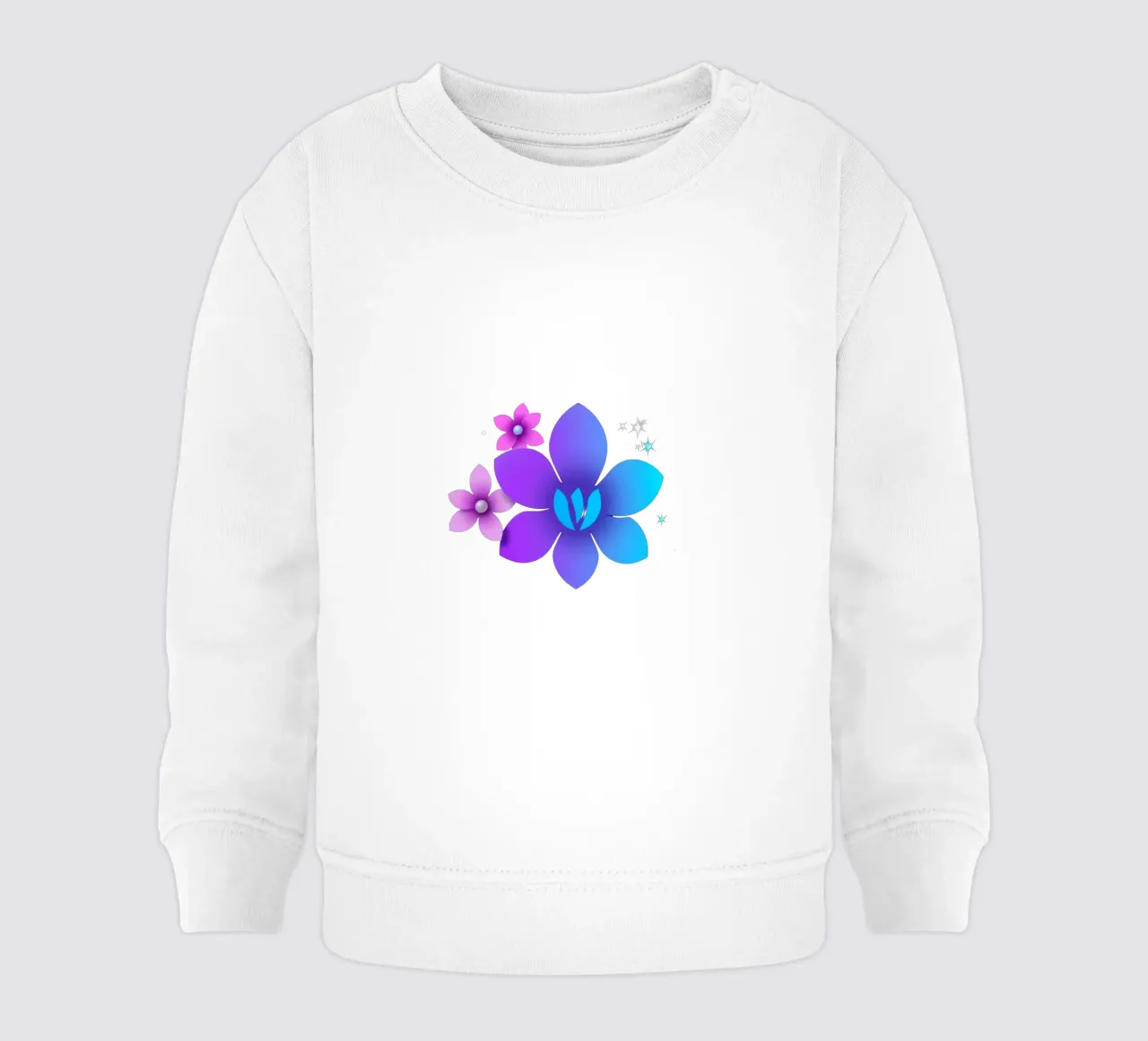 design floreale digitale con sfumature di blu e viola felpa neonato da DesignDoodle